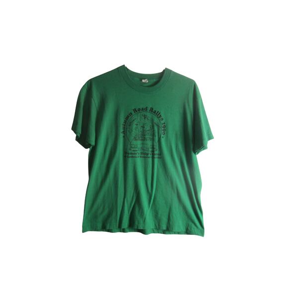 Vintage 1990 Autumn Road Rallye Women’s Help Center Green Tee Screen Stars L - Picture 3 of 8